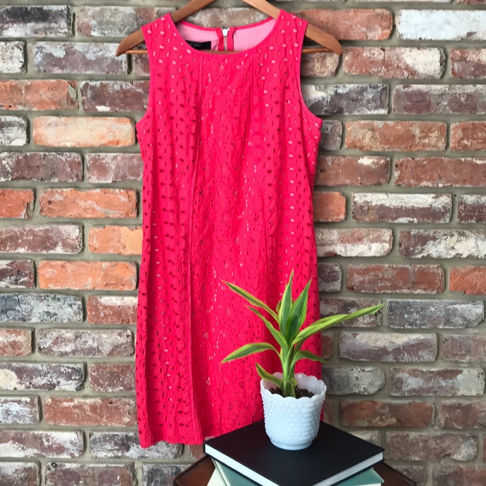 Nine West Hot Pink Eyelet A Line Dress